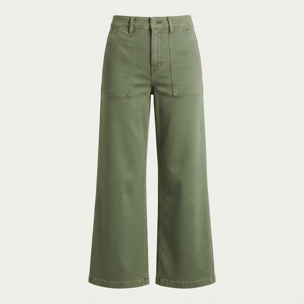 Pistola Womens Green Wide Leg Crop Utility Pants Size 29 Patch Pocket